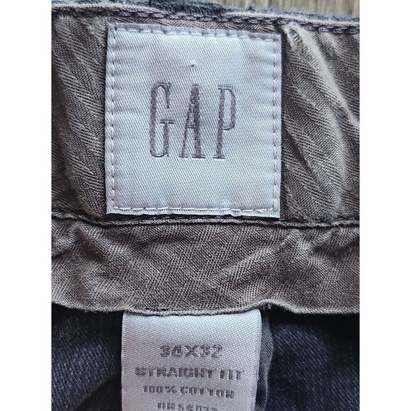 GAP Khaki Chinos Mens 34x32 Twill Textured Black Straight Fit Flat Front Pants - Picture 3 of 6